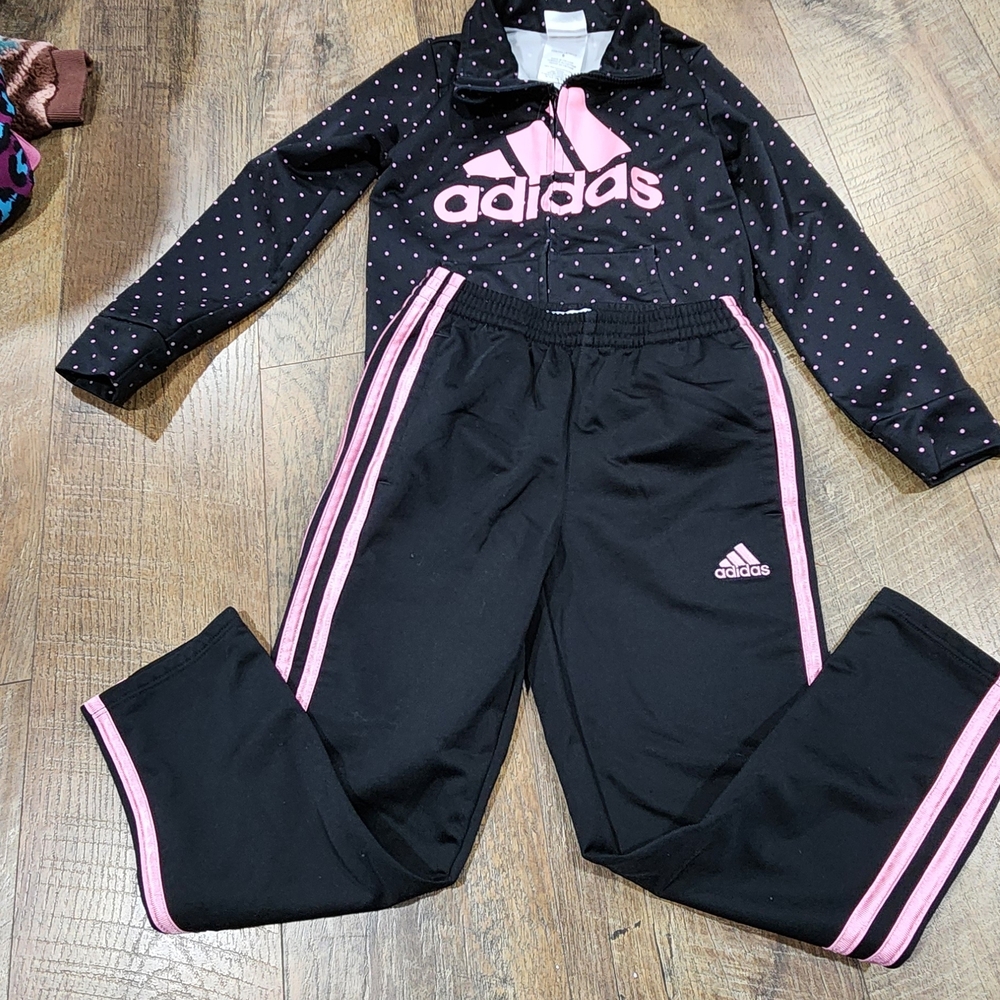 Adidas Black and Pink Polka Dot Set